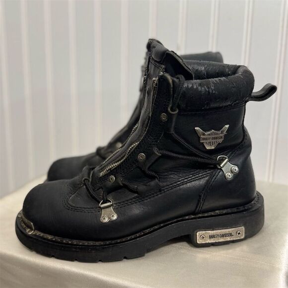 Harley-Davidson Shoes - Harley‑Davidson Black Leather Harness Motorcycle Boots 9 Biker Grunge Moto